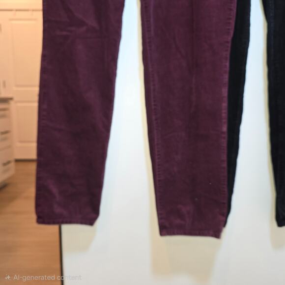 Lot of 2 Talbots Corduroy High Waist Straight Leg Pants Size 10 Burgundy Black - Picture 3 of 6